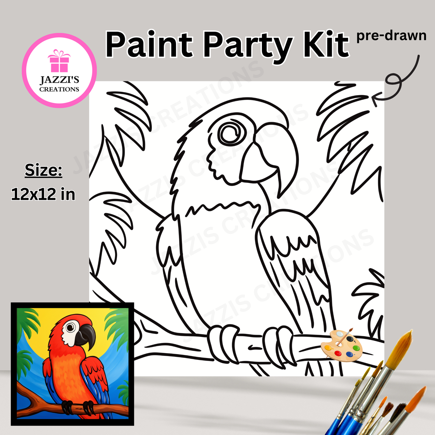 DIY Canvas Paint Party Kit - Parrott