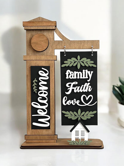 Family, Faith, and Love Interchangeable Post Sign  - DIY Insert for the Arm Post