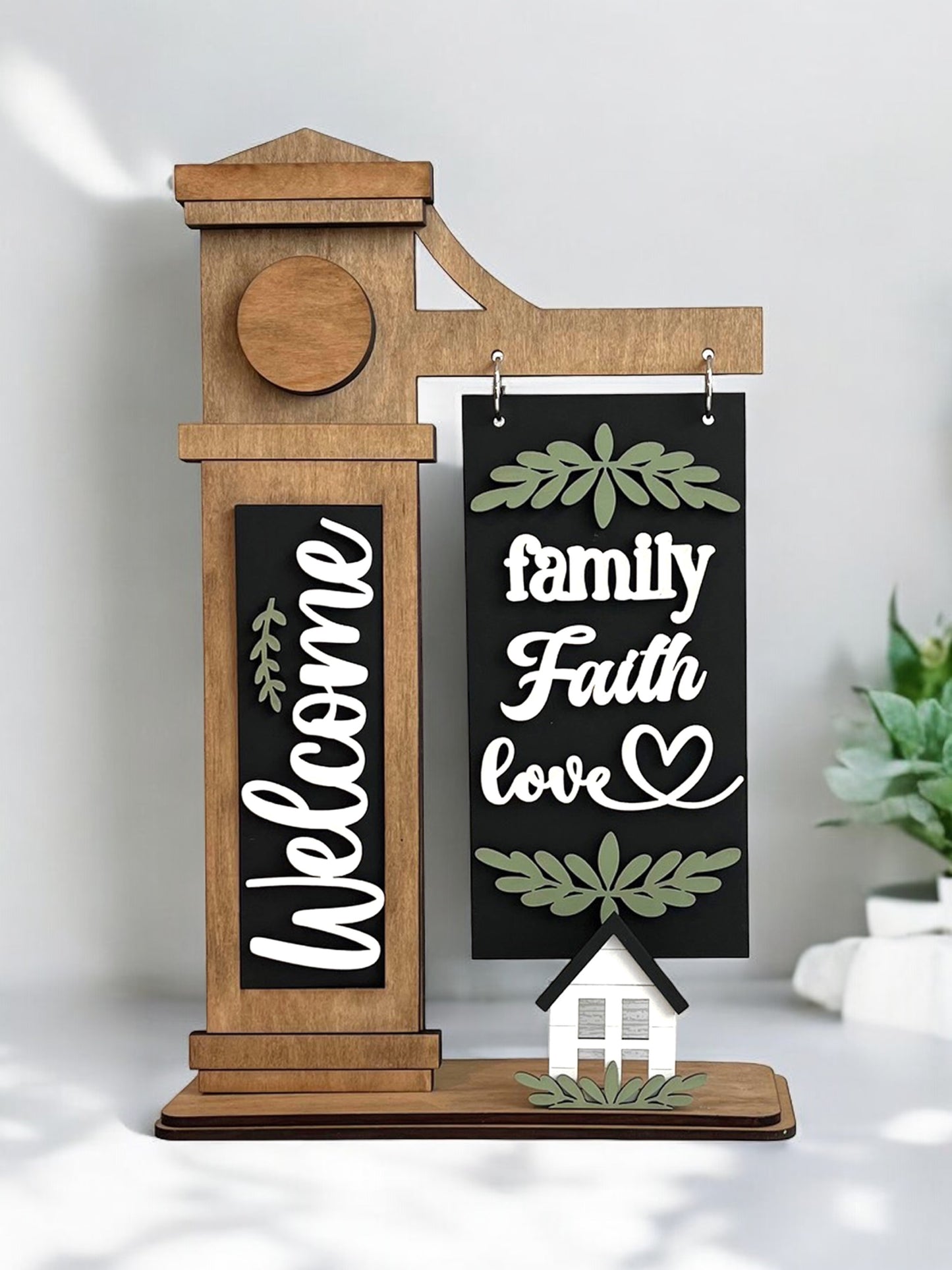 Family, Faith, and Love Interchangeable Post Sign  - DIY Insert for the Arm Post