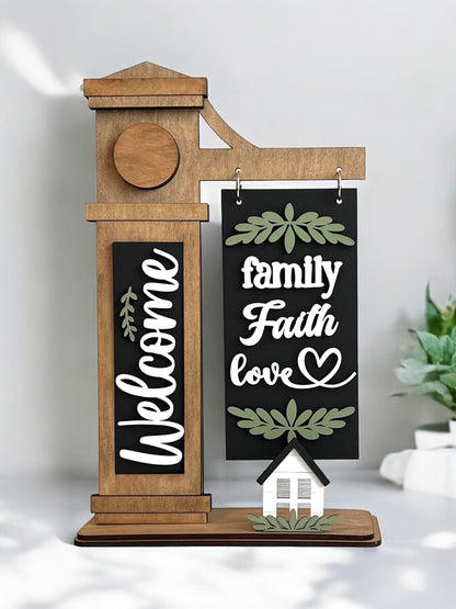 Family, Faith, and Love Interchangeable Post Sign  - DIY Insert for the Arm Post