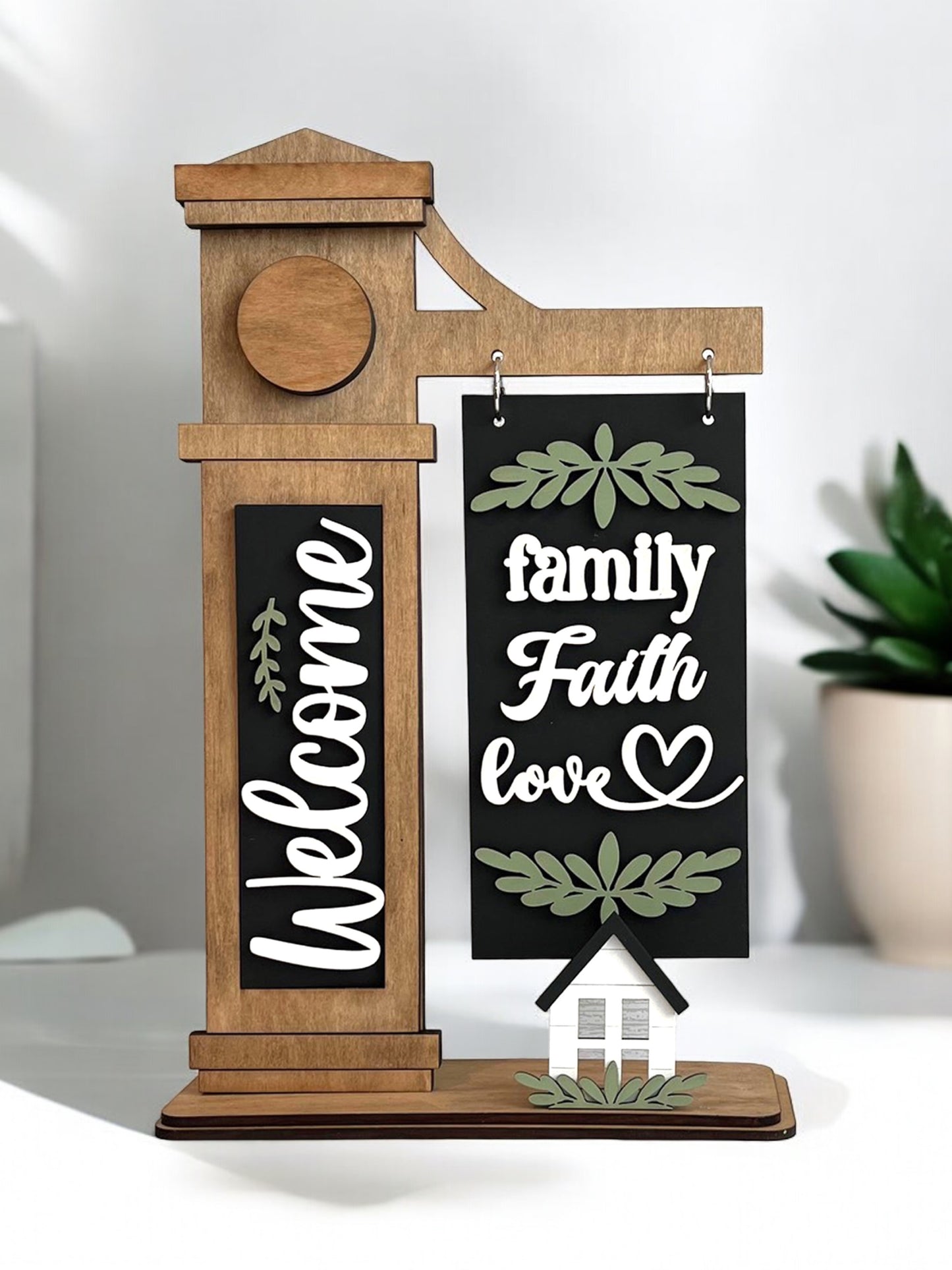 Family, Faith, and Love Interchangeable Post Sign  - DIY Insert for the Arm Post