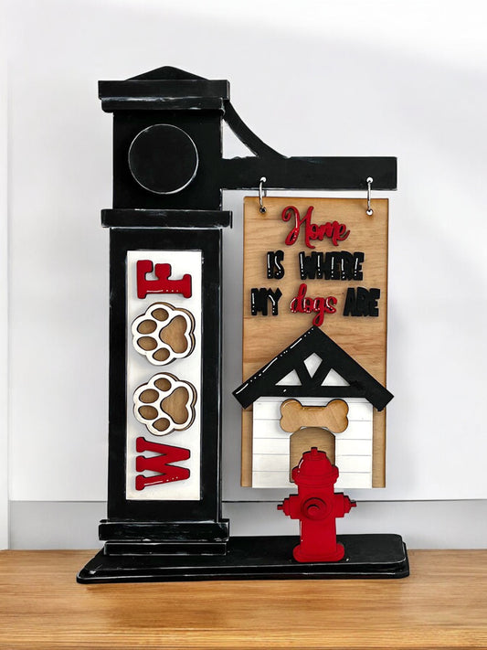 Dog Woof Woof Interchangeable Post Sign  - DIY Insert for the Arm Post