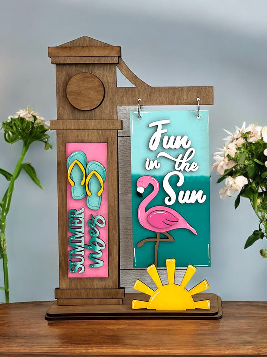 Summer Flamingo Interchangeable Post Sign  - DIY Insert for the Arm Post