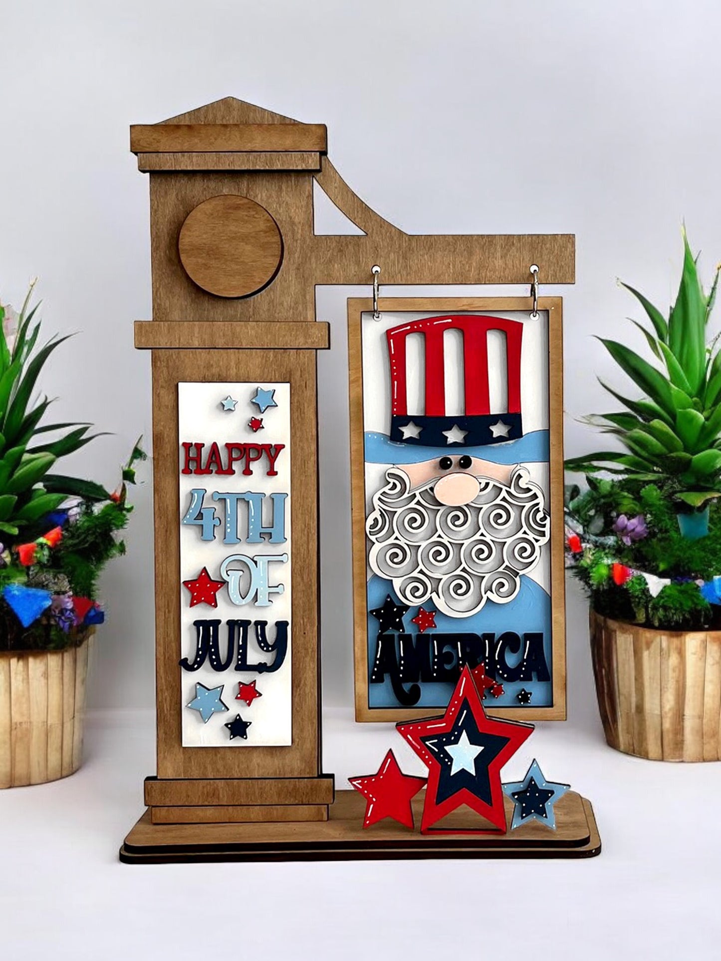 Happy 4th of July Interchangeable Post Sign  - DIY Insert for the Arm Post