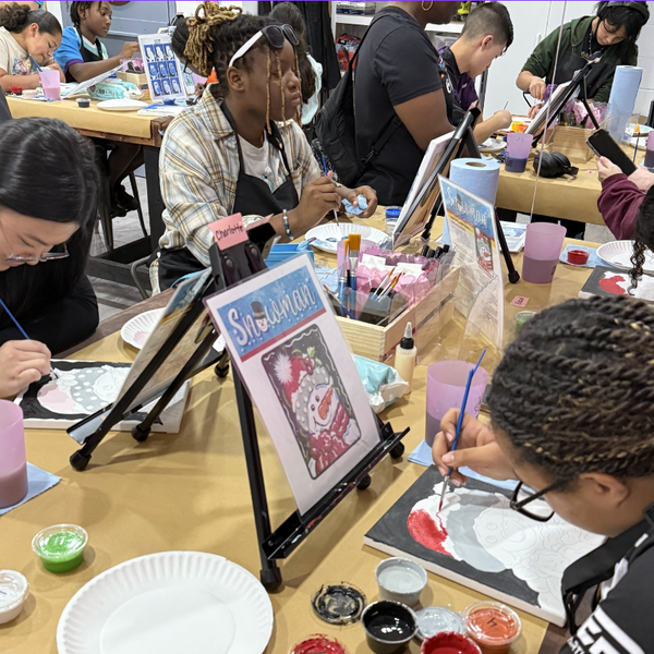 Guests enjoying a private paint party and DIY craft experience at Jazzi’s Creations craft studio in Orange Park, Florida.