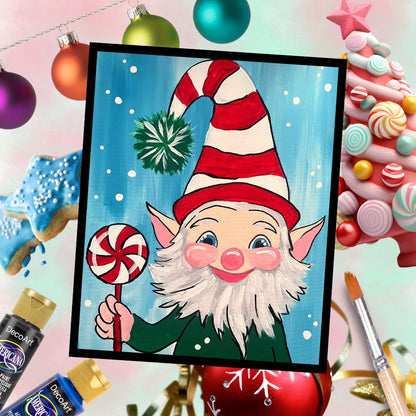 DIY Canvas Paint Party Kit - Peppermint Elf