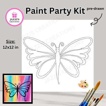 DIY Canvas Paint Party Kit - Rainbow Butterfly