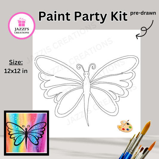 DIY Canvas Paint Party Kit - Rainbow Butterfly