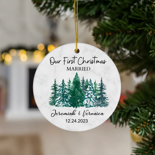 Personalized Our First Christmas Married Ornament