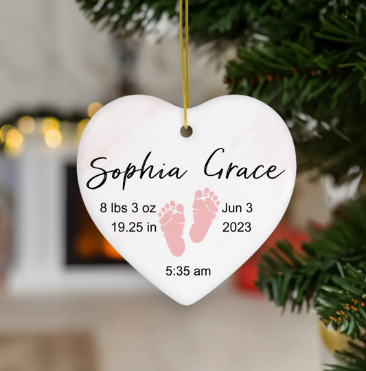 Personalized Baby Girl Birth Announcement Ornament