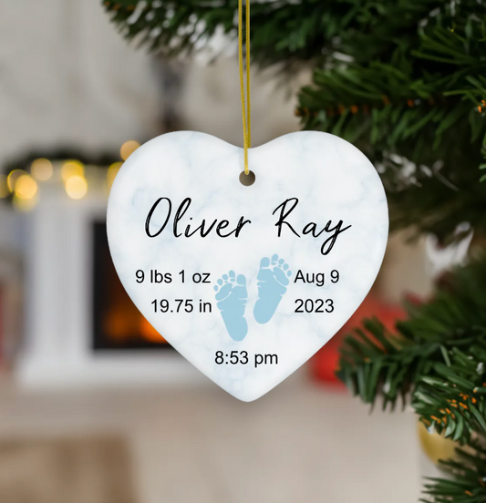 Personalized Baby Boy Birth Announcement Ornament