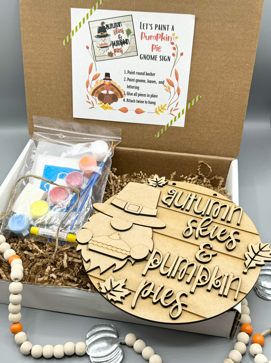 Pumpkin Pies Pilgrim Gnome Sign DIY Craft Kit