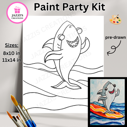 DIY Canvas Paint Party Kit - Surfing Shark