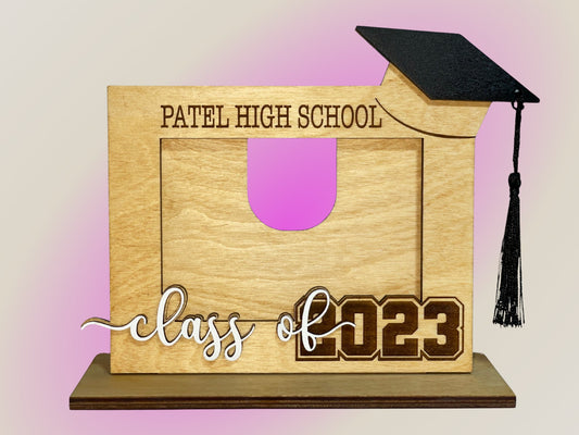 Personalized Graduation Photo Frame – Custom School Name & Year | Cap & Tassel Design