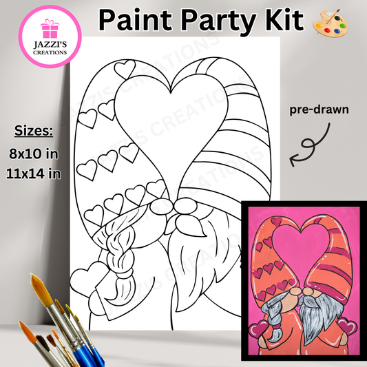 DIY Canvas Paint Party Kit - Valentine Gnome Couple