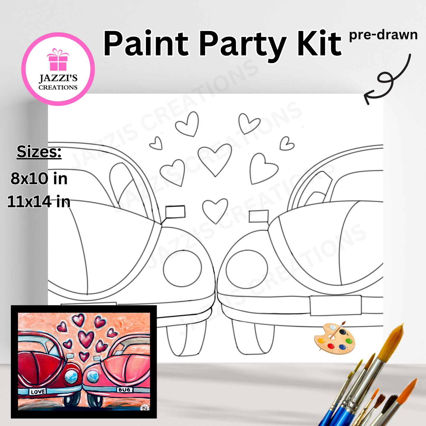 DIY Canvas Paint Party Kit - Love Bugs