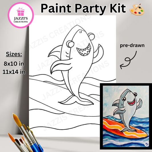 DIY Canvas Paint Party Kit - Surfing Shark