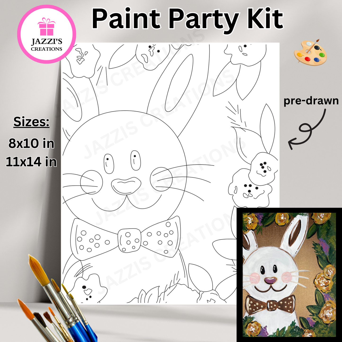 DIY Canvas Paint Party Kit - Woodland Bunny