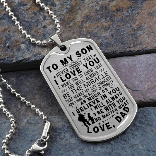 TO MY SON FROM DAD | NEVER FORGET | DOG TAG