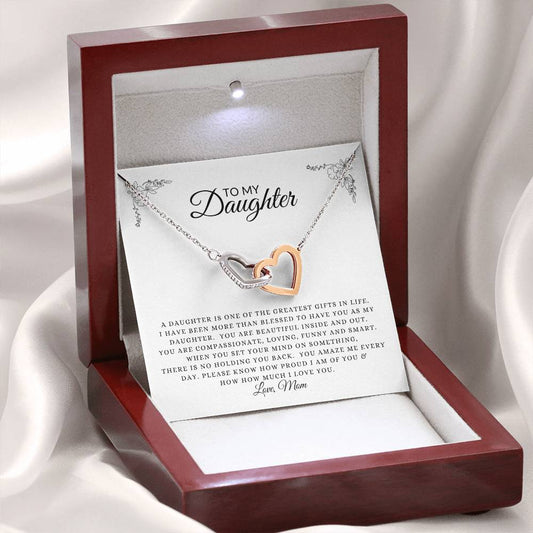 To My Daughter from Mom | Greatest Gifts | Interlocking Hearts Necklace