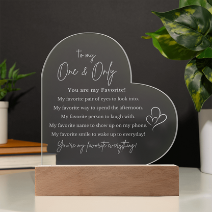 To My One and Only Heart Acylic Plaque