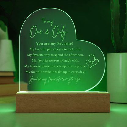 To My One and Only Heart Acylic Plaque