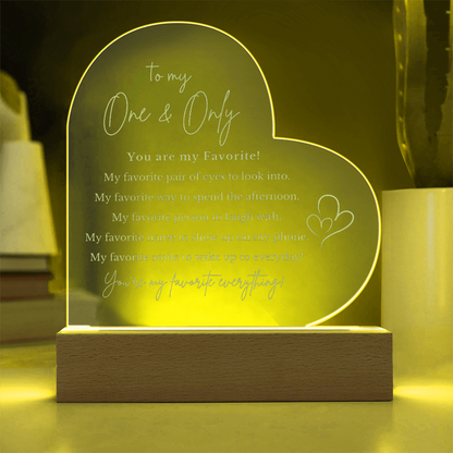 To My One and Only Heart Acylic Plaque