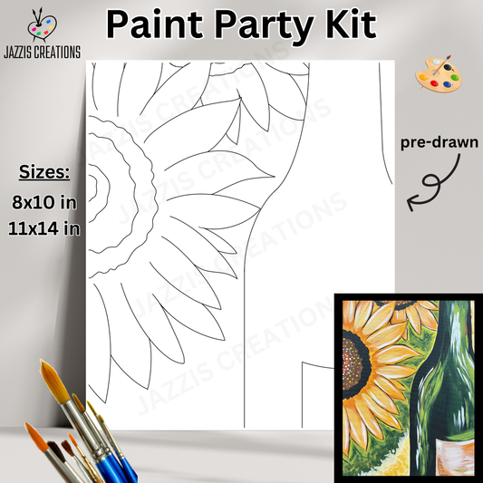 🌻🍷 Paint & Sip Fun! Bloom & Bottle – Paint Party Kit