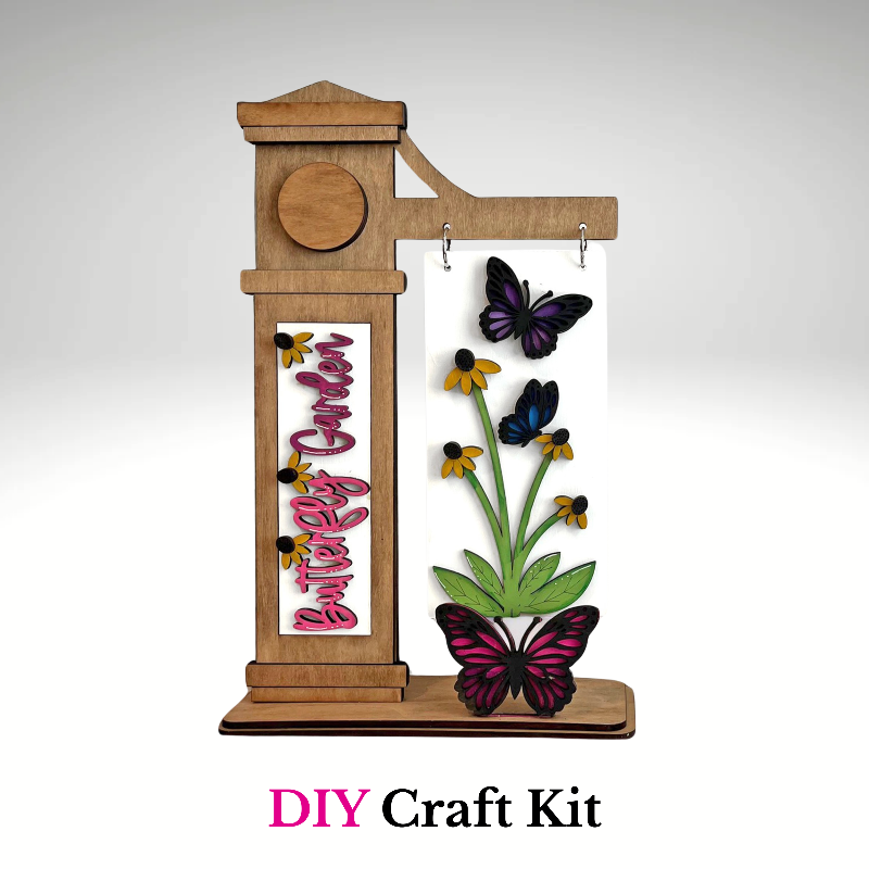 butterfly DIY craft kit assembled by Jazzi’s Creations in Orange Park FL wooden floral sign kit ready to paint and assemble