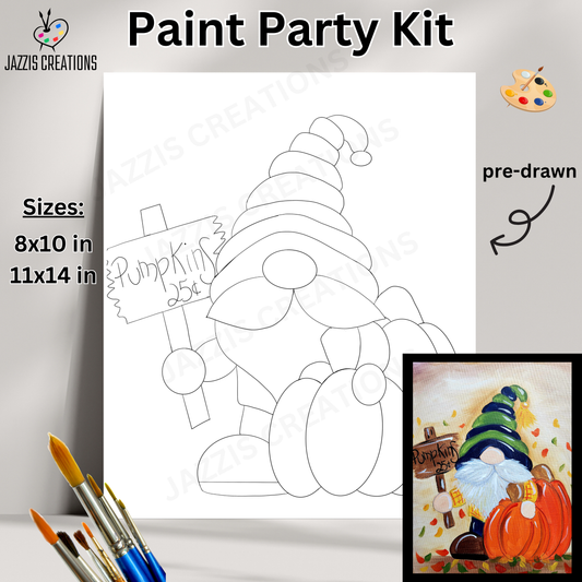 🎃🧙 Cute & Cozy! Fall Gnome with Pumpkin – Paint Party Kit