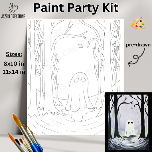 👻🌲 Spooky Fun! Ghost in Forest – Paint Party Kit