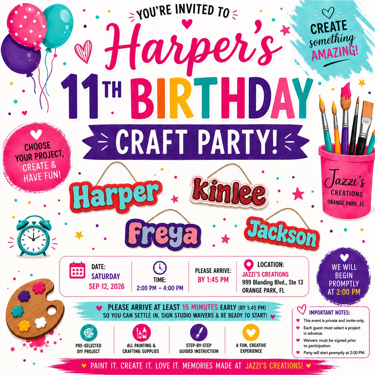 Harper's 11th Birthday Party | Sep 12th @ 2:00 pm - 3:30 pm