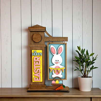 Hoppy Easter bunny interchangeable arm post insert by Jazzi’s Creations, laser cut Easter DIY insert for interchangeable display stand, tiered tray spring decor insert, paint your own Easter bunny craft