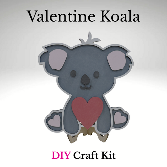 Valentine Koala DIY craft kit with a heart on a white background at jazzis creations in orange park fl