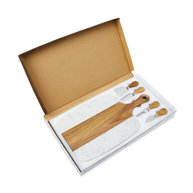 Wooden cheese board and utensils set in a box at jazzis creations in orange park fl