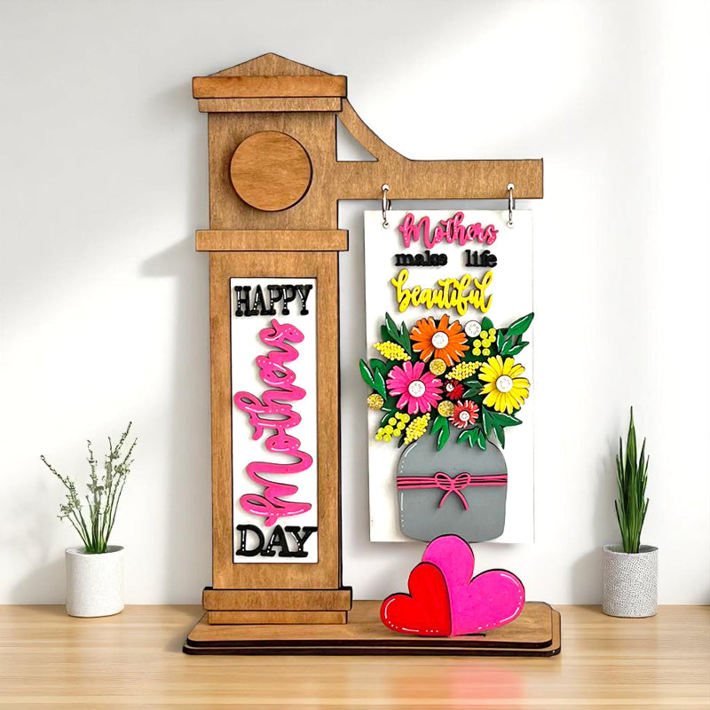 DIY Mother’s Day interchangeable arm post by Jazzi’s Creations in Orange Park FL floral wooden craft kit unpainted home decor gift