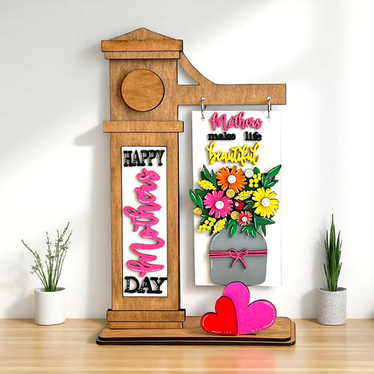 DIY Mother’s Day interchangeable arm post by Jazzi’s Creations in Orange Park FL floral wooden craft kit unpainted home decor gift