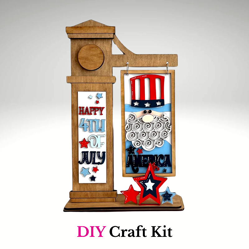 patriotic DIY craft kit unassembled by Jazzi’s Creations in Orange Park FL wooden 4th of July sign kit ready to paint and assemble