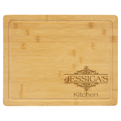 Personalized bamboo cutting board with custom engraving by Jazzi’s Creations in Orange Park, FL