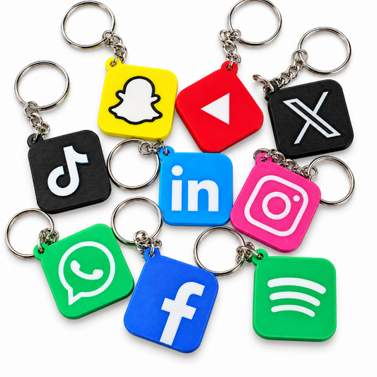 Black personalized 3D printed NFC tag keychain with keyring attachment, programmable for tap-to-share links, by Jazzi's Creations in Orange Park, Florida.