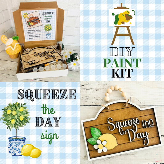 Squeeze the Day DIY Paint Kit – Lemon Tiered Tray Summer Sign Craft Kit for Adults