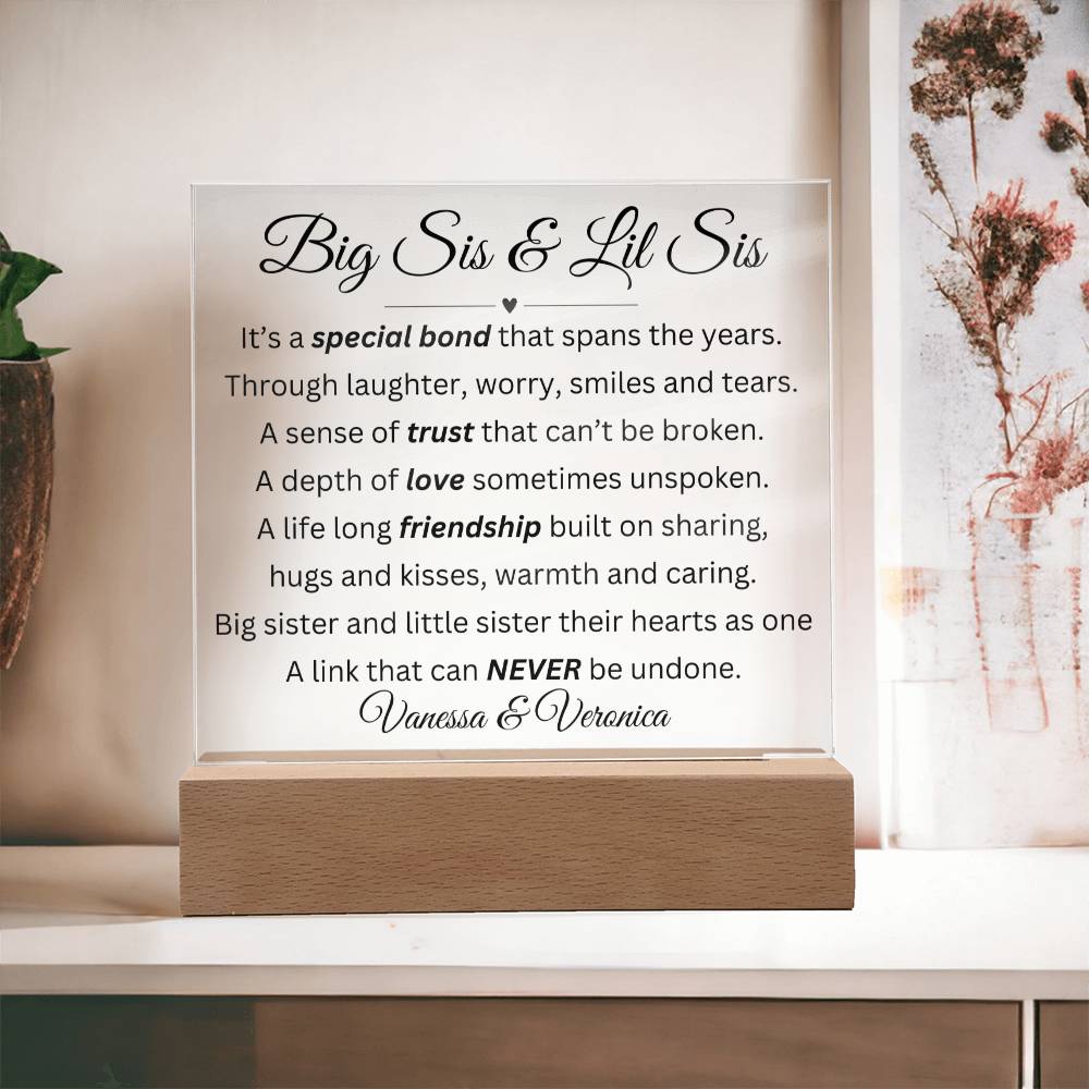 Big Sis & Lil Sis LED Acrylic Square Plaque