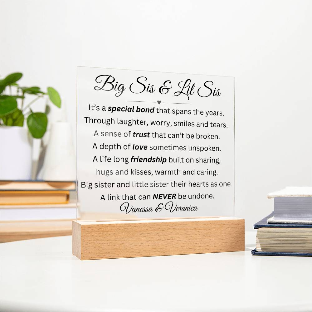 Big Sis & Lil Sis LED Acrylic Square Plaque