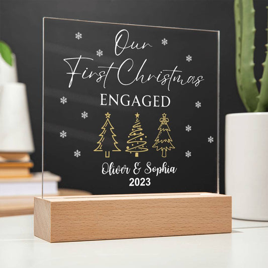 Our First Christmas Engaged Acrylic Plaque