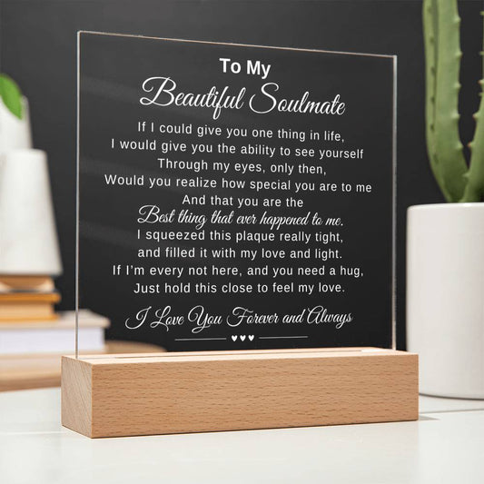 To My Beautiful Soulmate Acrylic Square Plaque