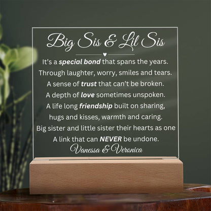 Big Sis & Lil Sis LED Acrylic Square Plaque