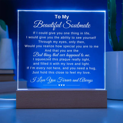 To My Beautiful Soulmate Acrylic Square Plaque