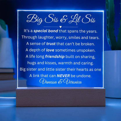 Big Sis & Lil Sis LED Acrylic Square Plaque