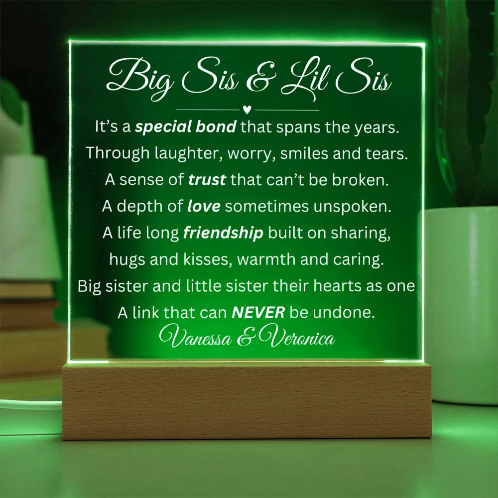 Big Sis & Lil Sis LED Acrylic Square Plaque