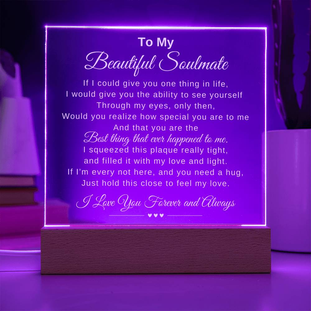 To My Beautiful Soulmate Acrylic Square Plaque